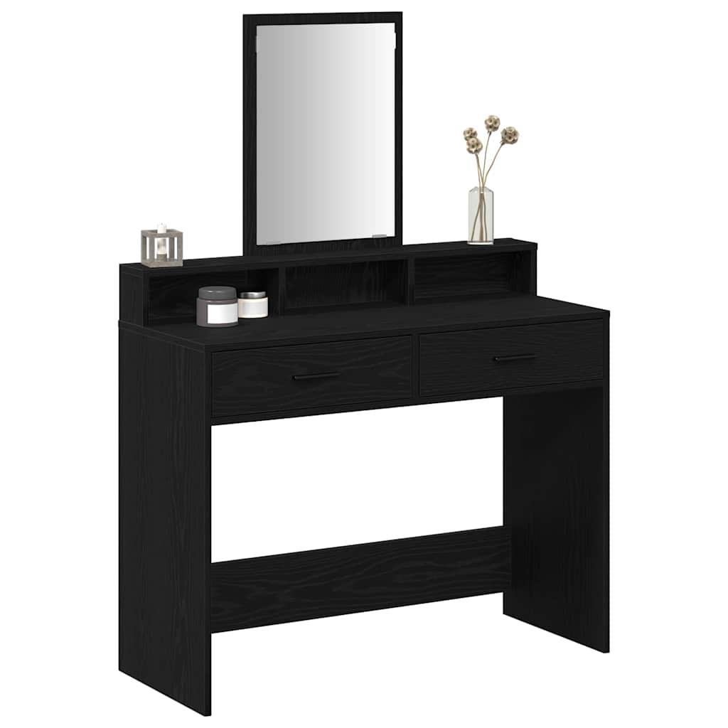 Tavolo da Trucco con cassetto Rovere Nero 100 x 41 x 140 cm