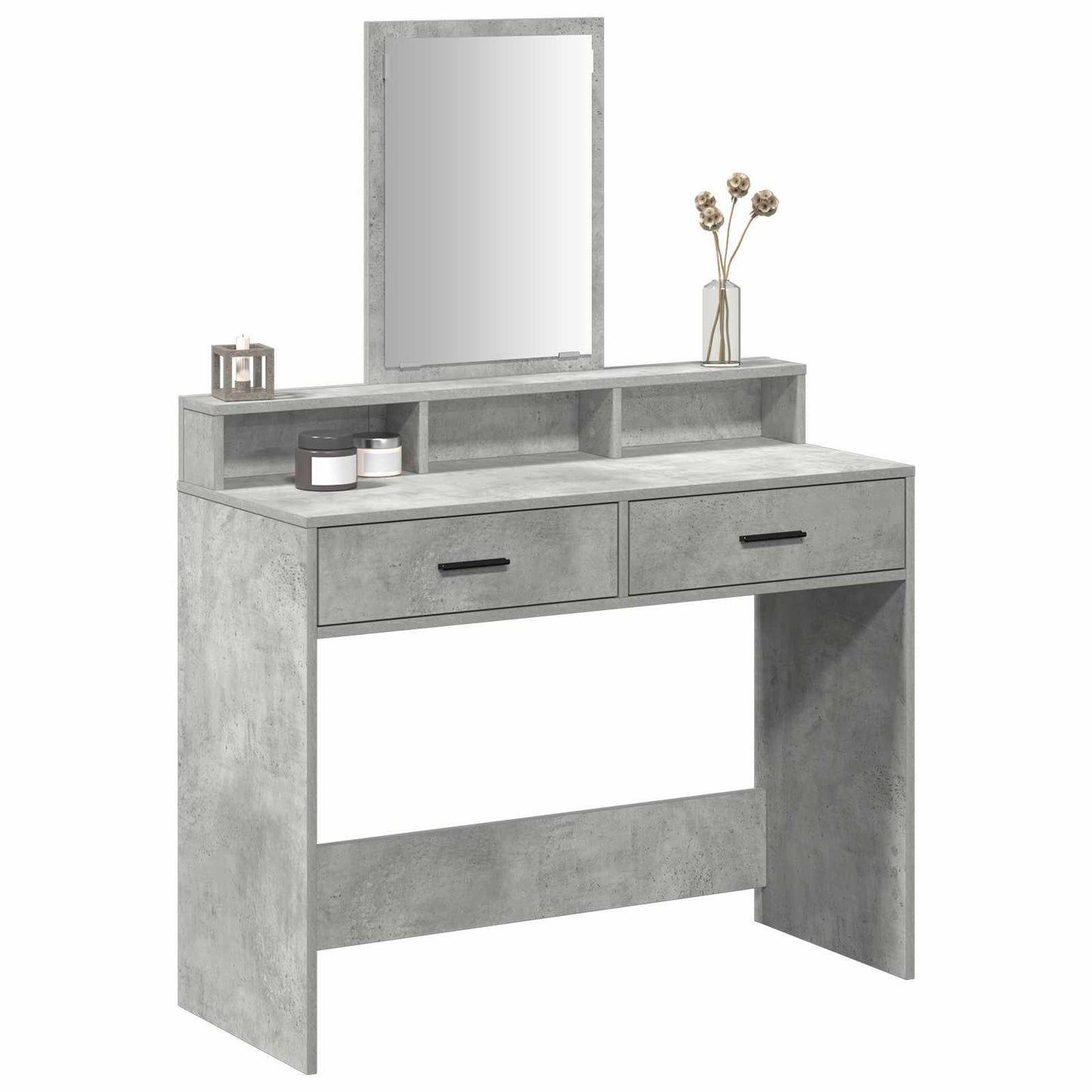 Tavolo da Trucco con cassetto Grigio cemento 100 x 41 x 140 cm