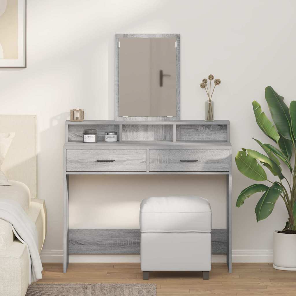Tavolo da Trucco con cassetto Grigio Sonoma 100 x 41 x 140 cm