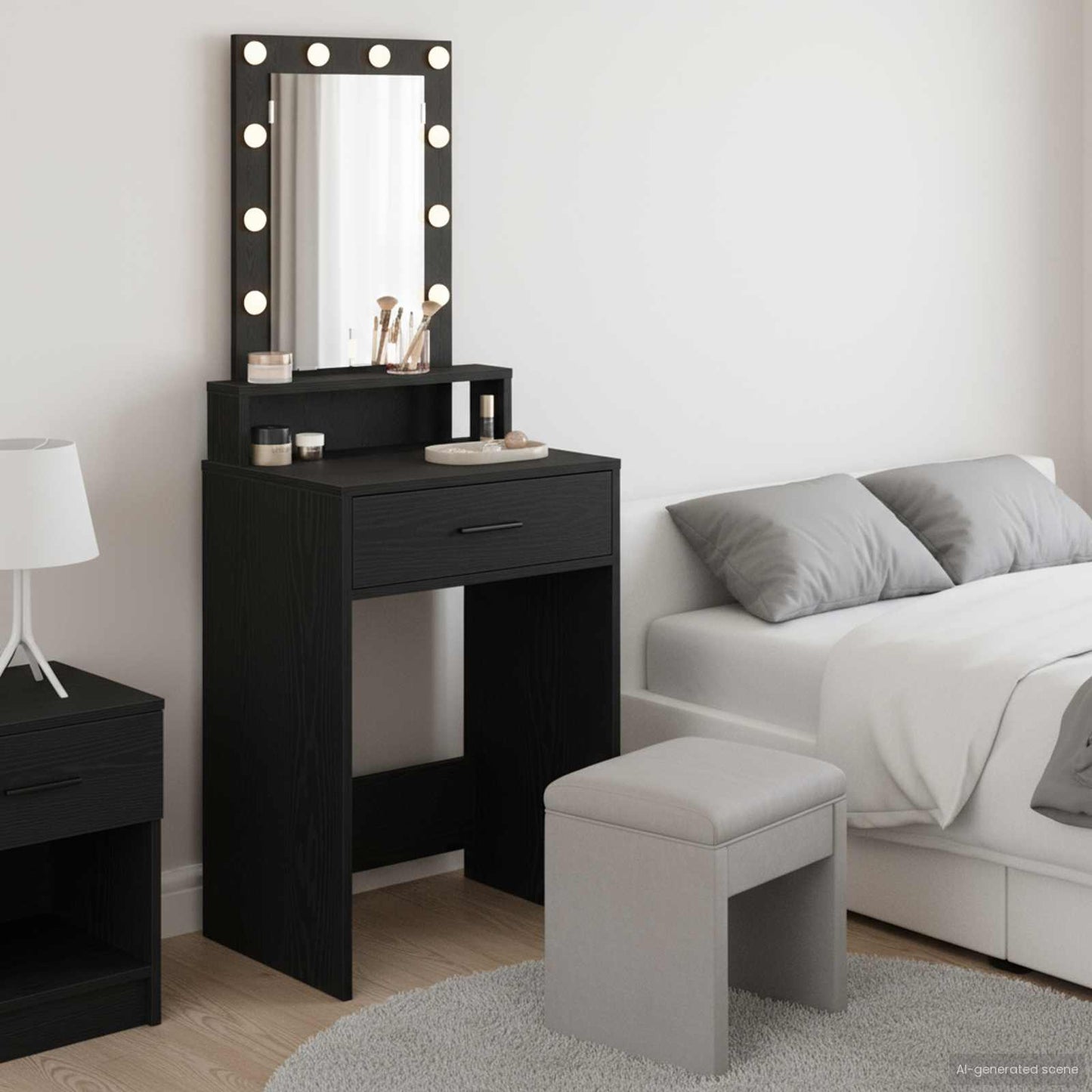 Tavolo da Trucco Nero 50 x 41 x 140 cm Legno multistrato
