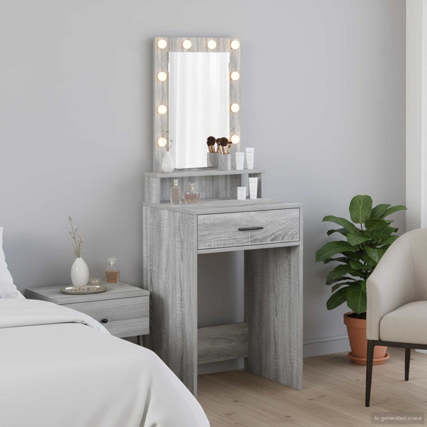 Tavolo da Trucco Grigio 50 x 41 x 140 cm Legno multistrato