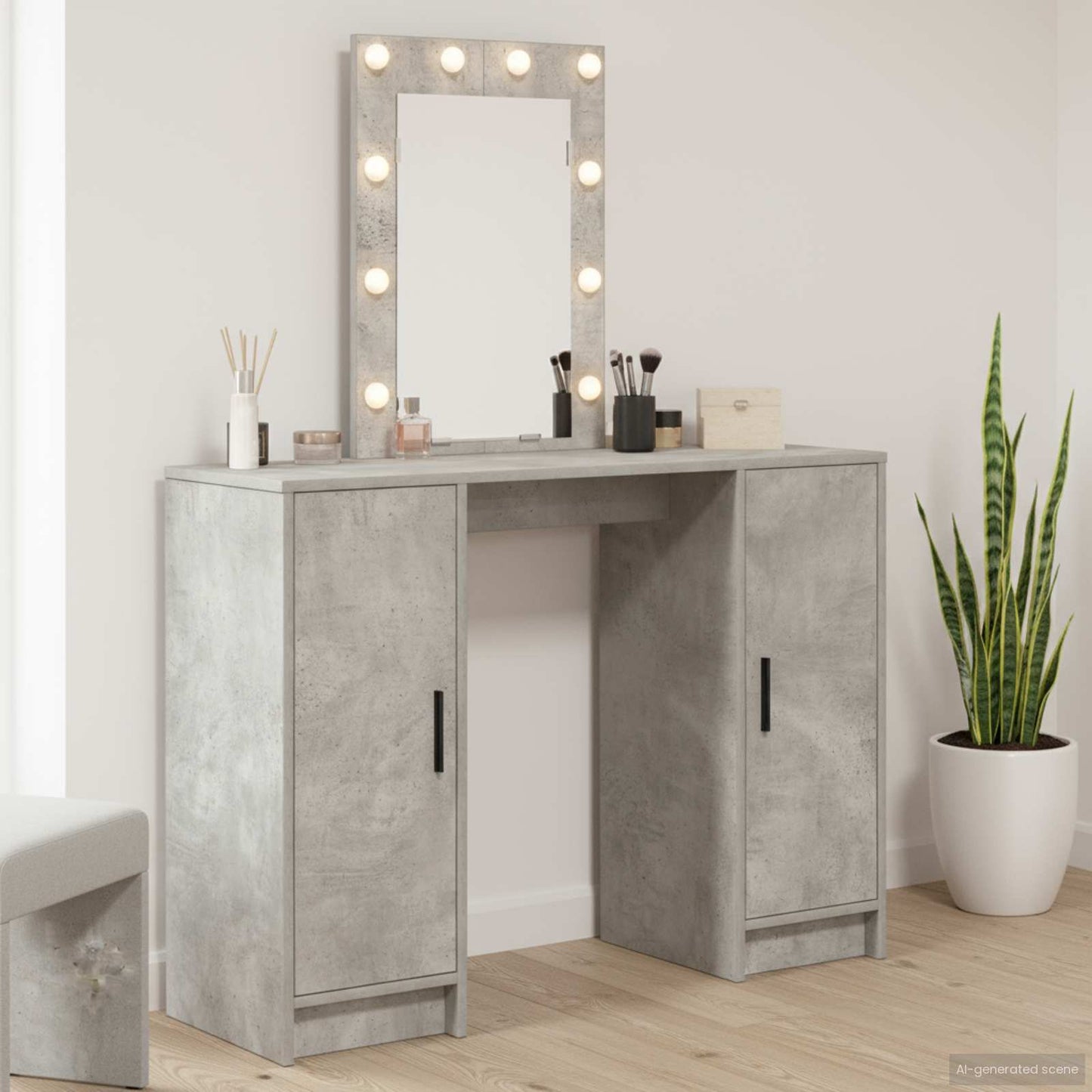 Tavolo da Trucco con porta Grigio chiaro 102 x 33 x 135 cm