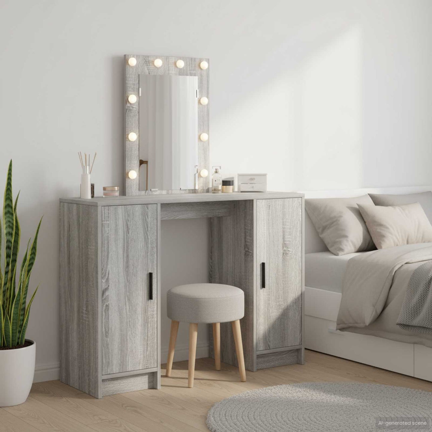 Tavolo da Trucco Grigio 102 x 33 x 135 cm Legno multistrato