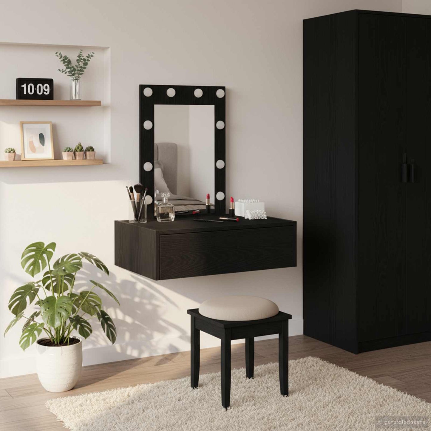Tavolo da Trucco Nero 60 x 40 x 70 cm Legno multistrato