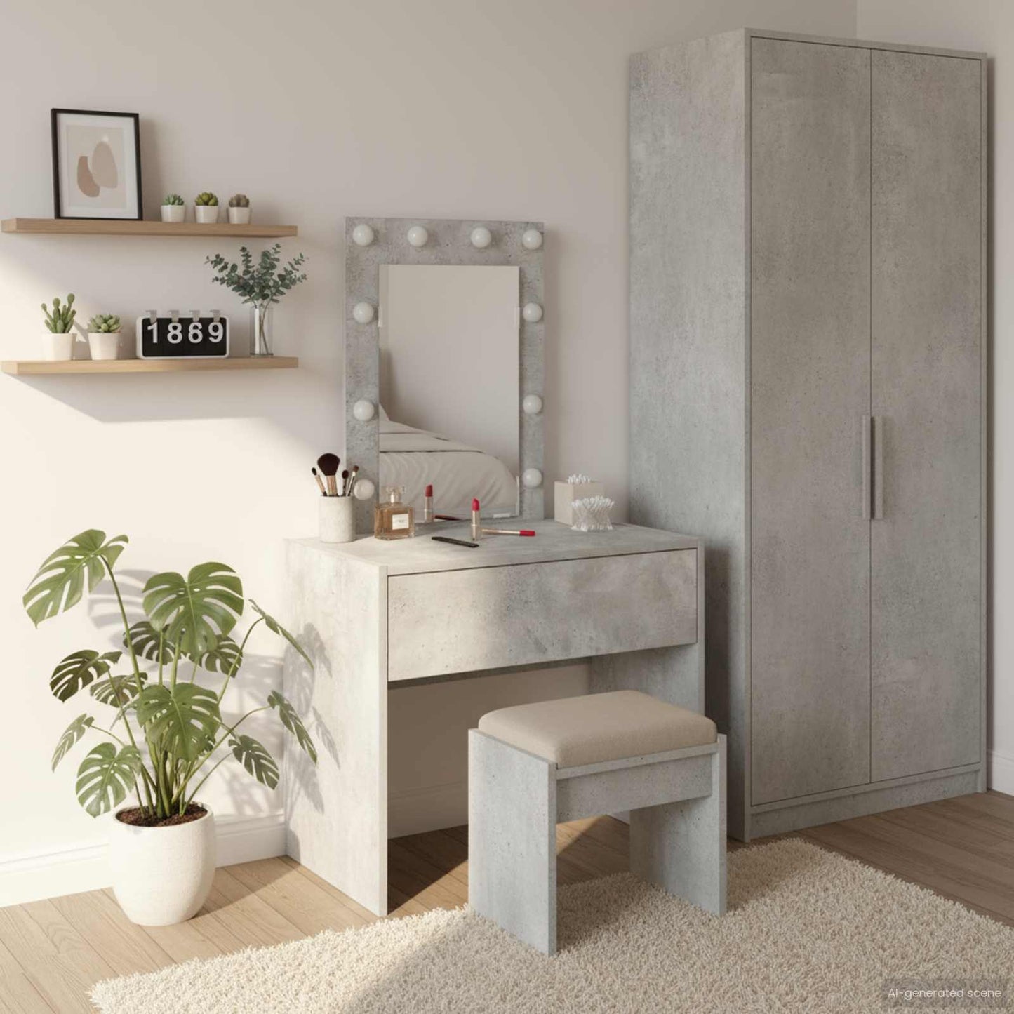 Tavolo da Trucco Grigio 60 x 40 x 70 cm Legno multistrato