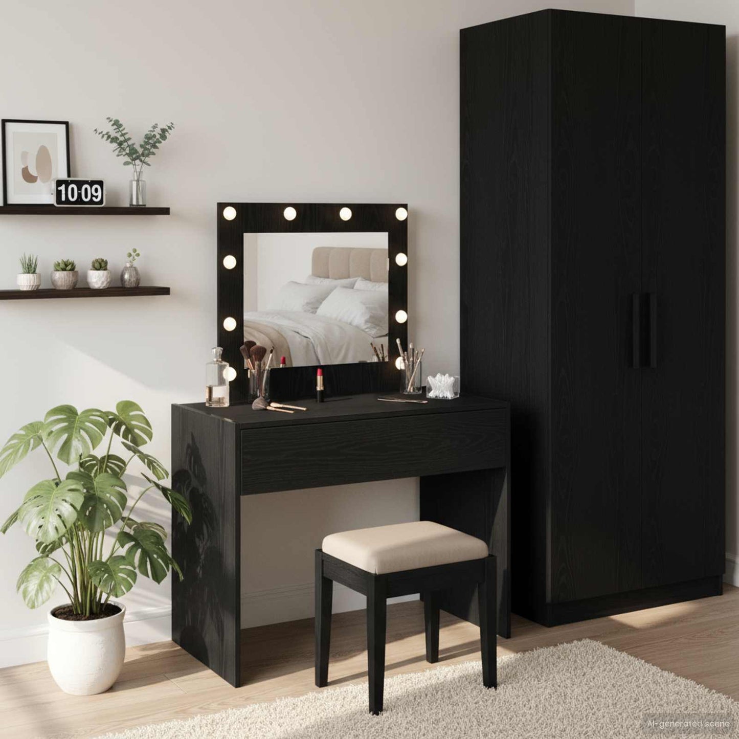 Tavolo da Trucco Nero 83 x 40 x 70 cm Legno multistrato