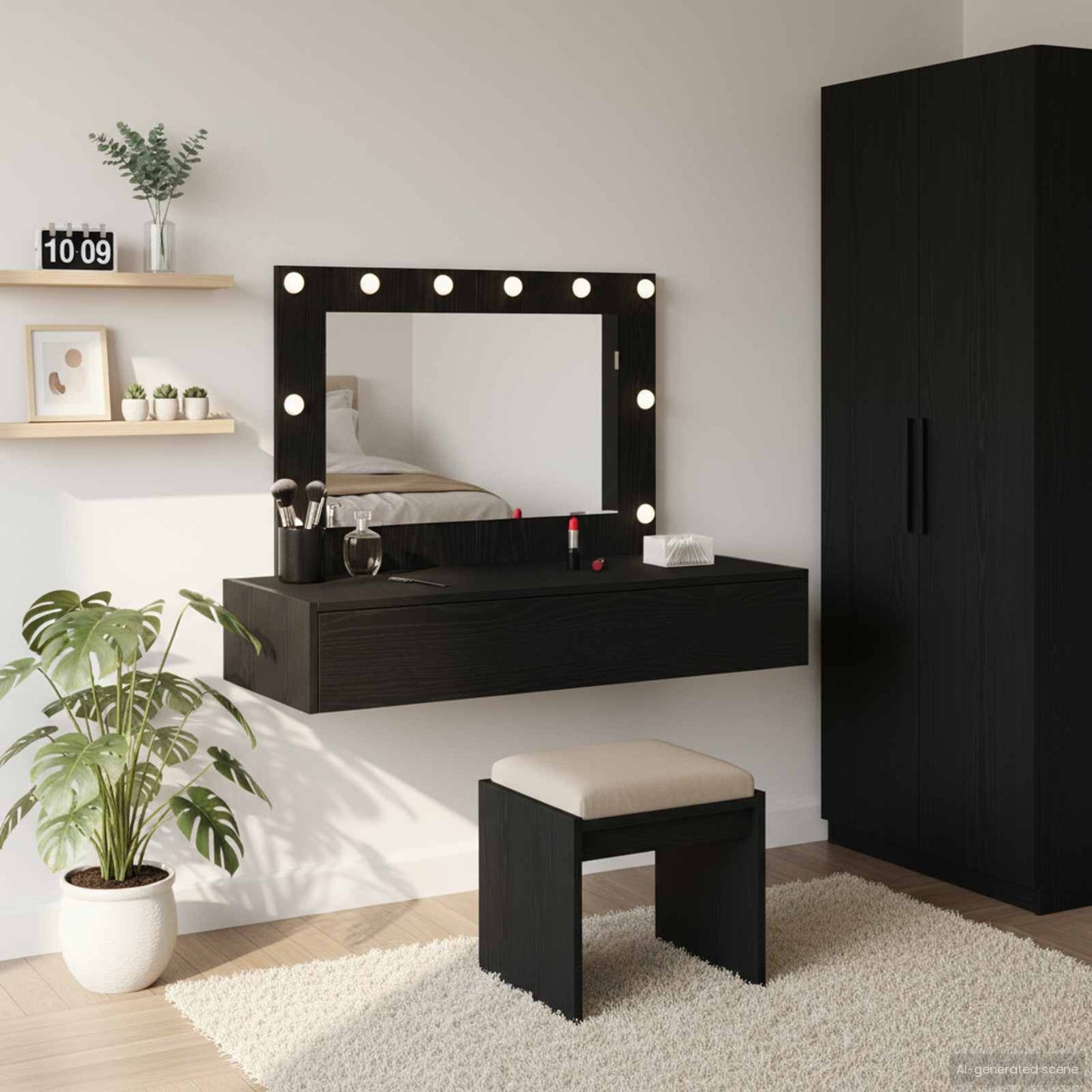 Tavolo da Trucco Nero 100 x 40 x 70 cm Legno multistrato