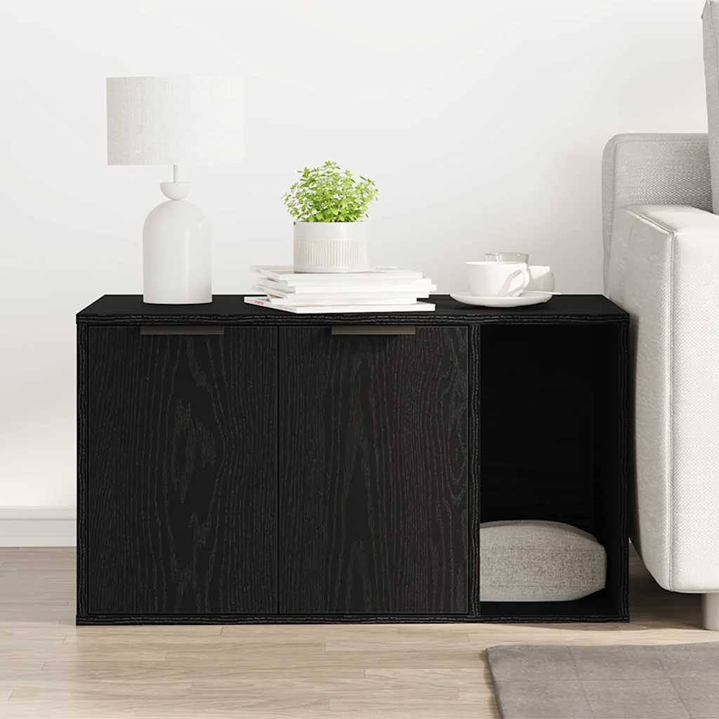Recinto Lettiera per Gatti Rovere Nero 80x50x45 cm Truciolato