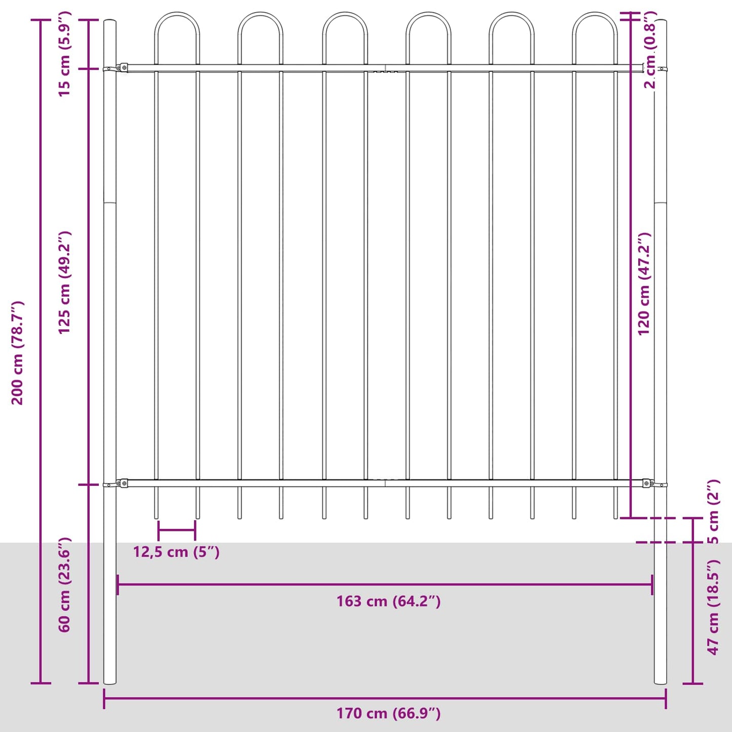 Recinzione per Giardino 2 pcs Bianco 3,4 x 1,2 m