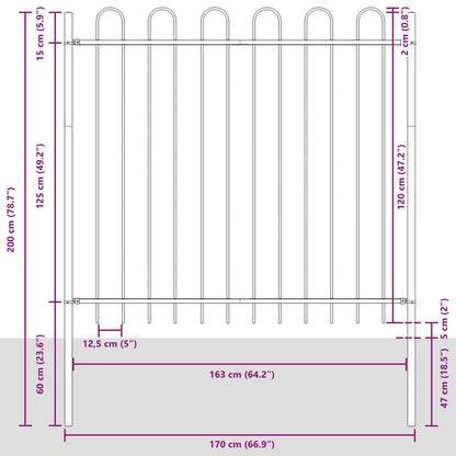 Recinzione per Giardino 3 pcs Grigio 5,1 x 1,2 m