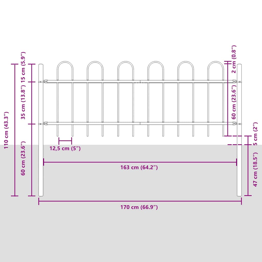 Recinzione per Giardino 5 pcs Bianco 8,5 x 0,6 m
