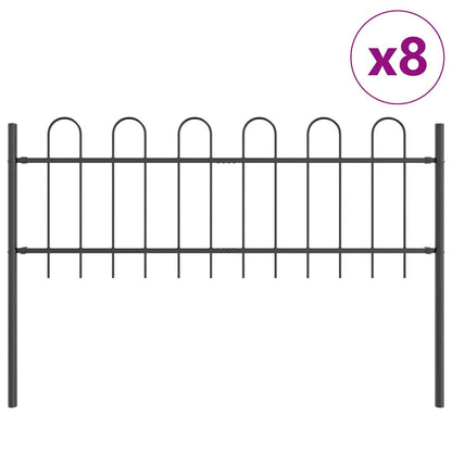 Recinzione per Giardino 8 pcs Grigio 13,6 x 0,6 m