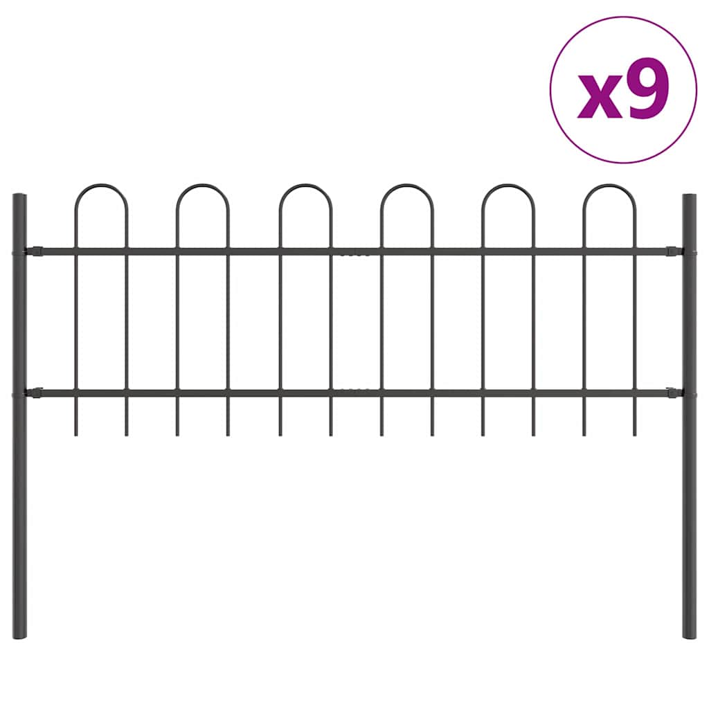 Recinzione per Giardino 9 pcs Grigio 15,3 x 0,6 m