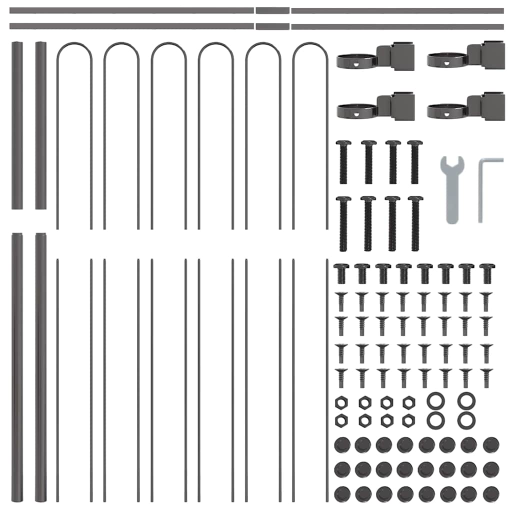 Recinzione per Giardino 9 pcs Grigio 15,3 x 1,5 m