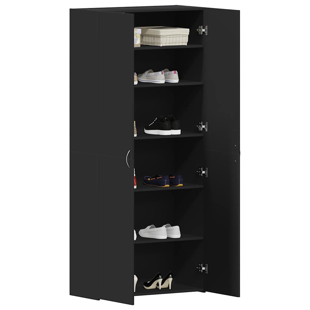 Mobile per scarpe Nero 80 x 35.5 x 180 cm Legno multistrato