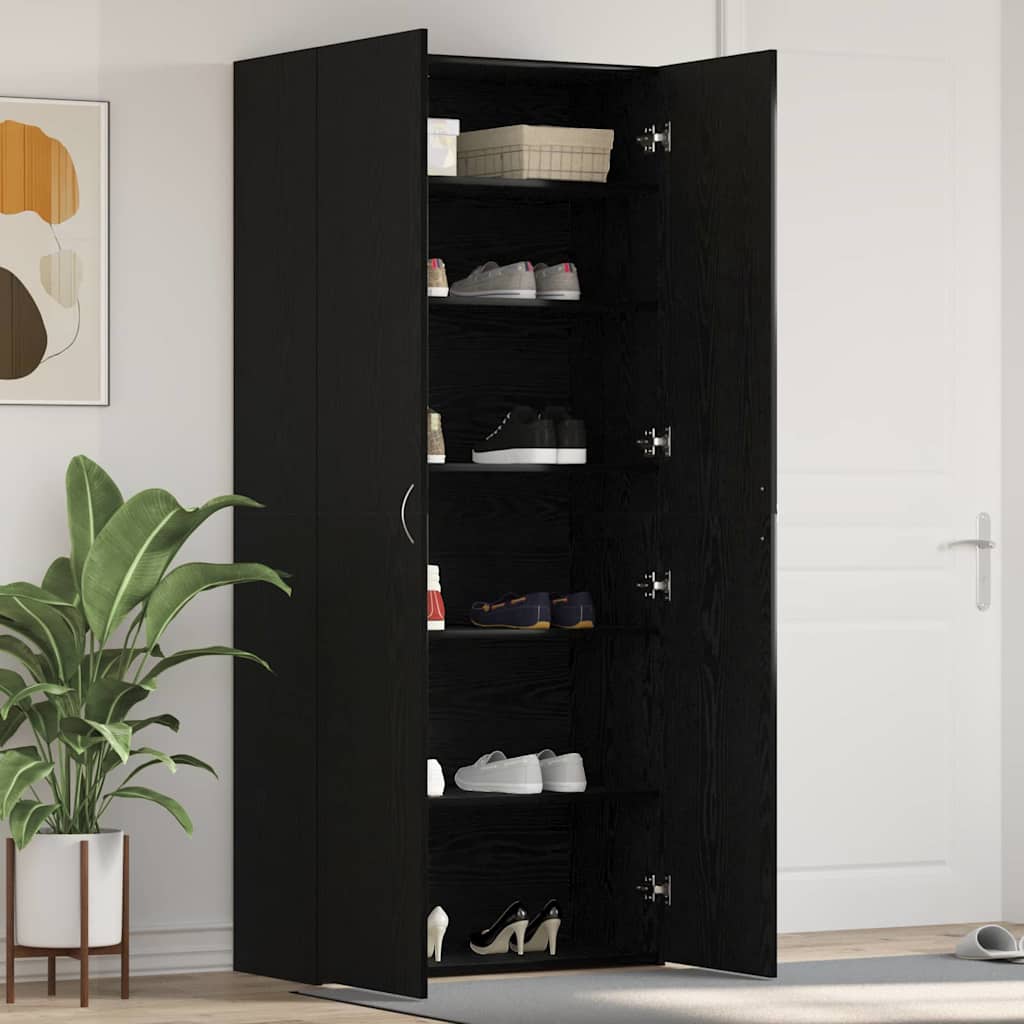 Mobile per scarpe Nero 80 x 35.5 x 180 cm Legno multistrato