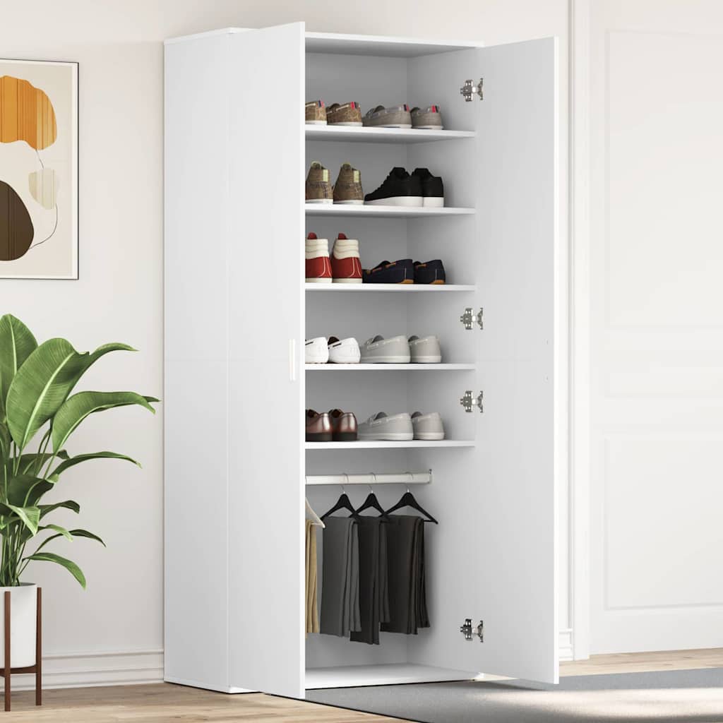 Mobile per scarpe Bianco 80 x 39 x 178 cm Legno multistrato