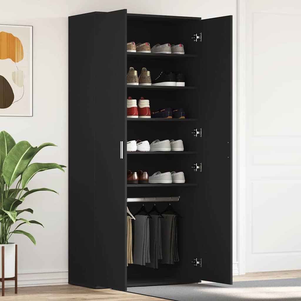 Mobile per scarpe Nero 80 x 39 x 178 cm Legno multistrato