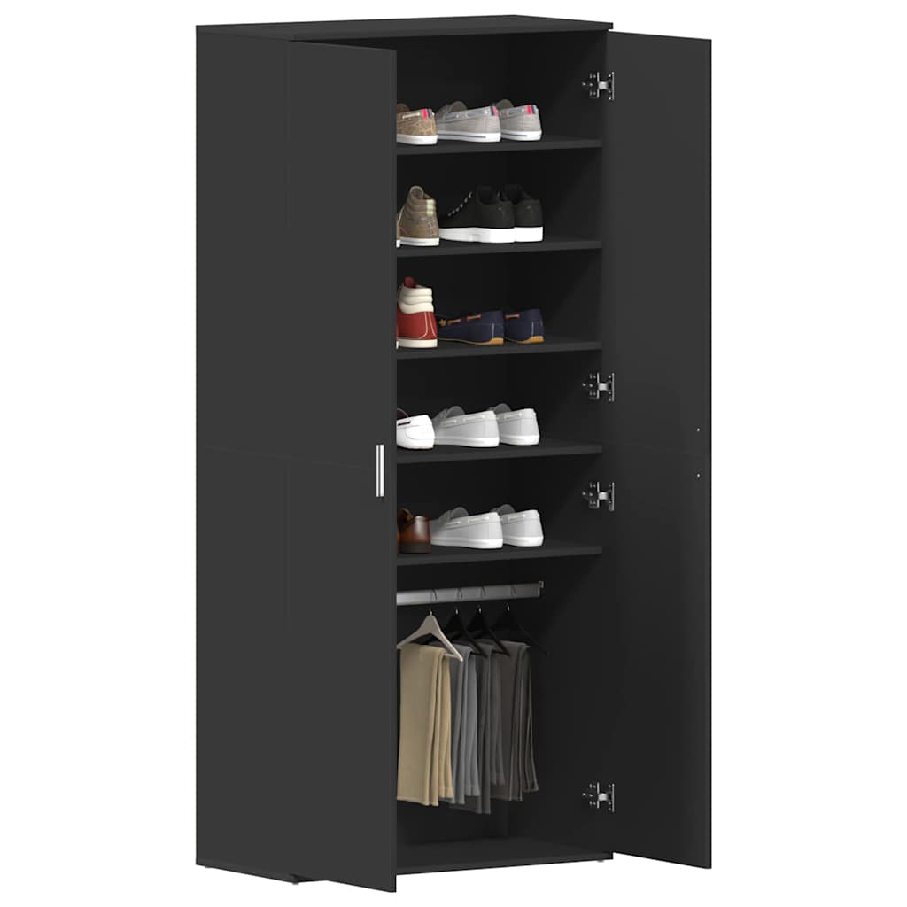 Mobile per scarpe Nero 80 x 39 x 178 cm Legno multistrato