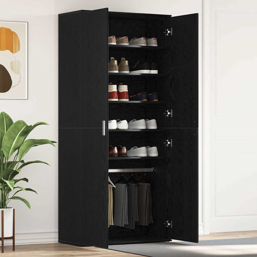 Mobile per scarpe con lo scaffale Rovere Nero 80 x 39 x 178 cm