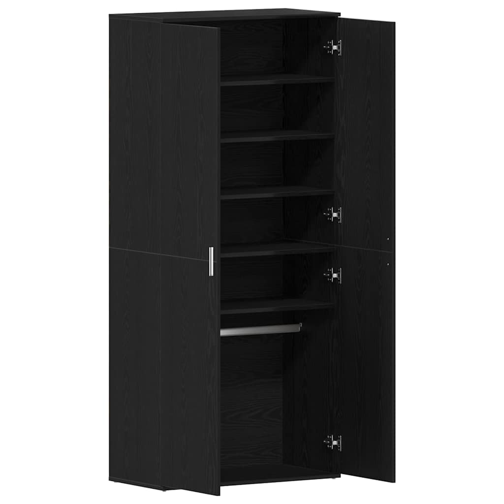 Mobile per scarpe con lo scaffale Rovere Nero 80 x 39 x 178 cm
