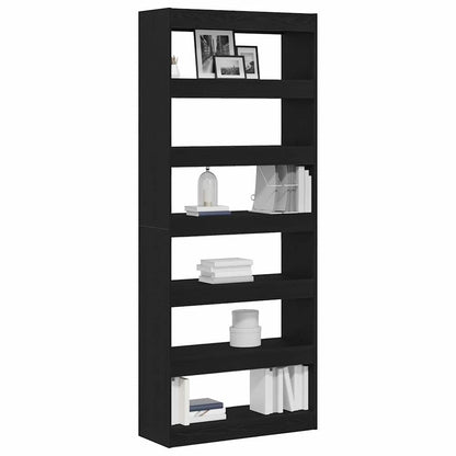 Armadio per Libri con lo scaffale Rovere Nero 80 x 30 x 198 cm