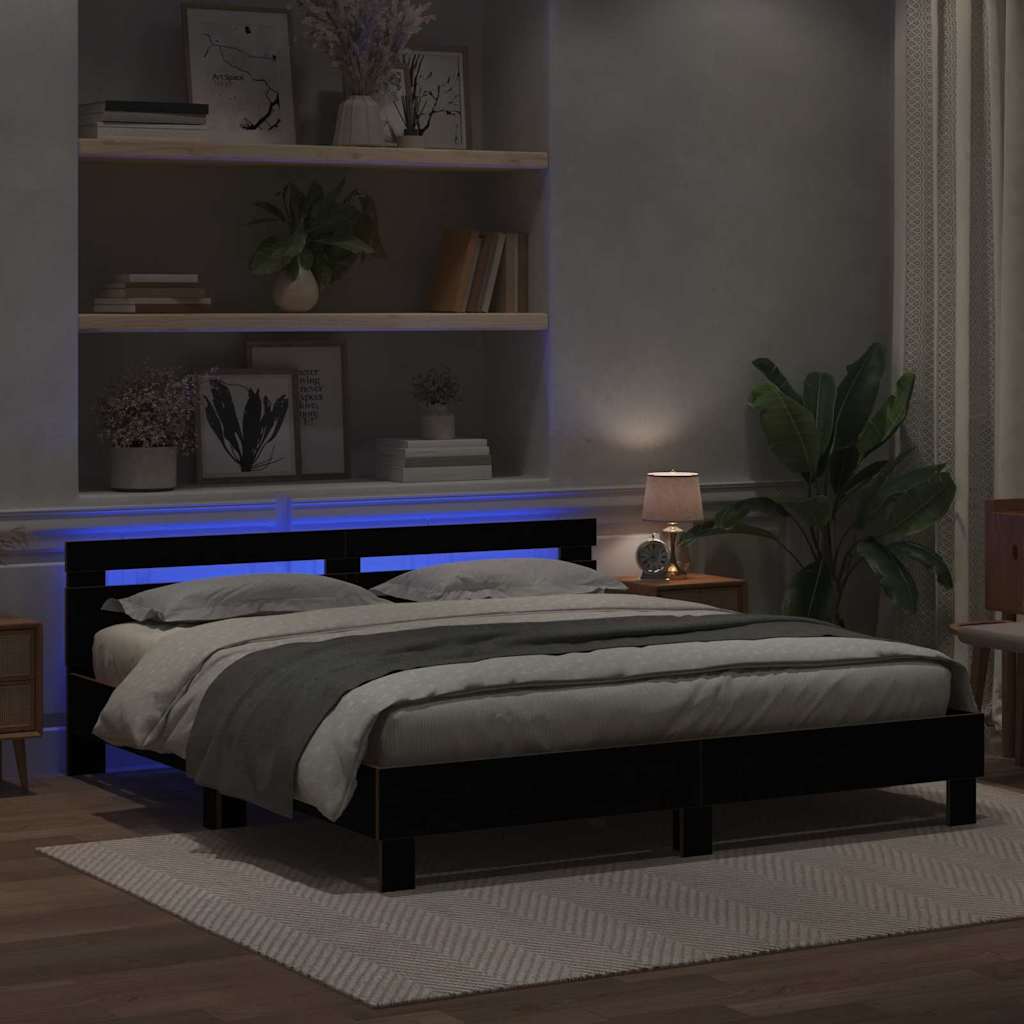 Struttura del letto Rovere Nero 200 x 200 cm Legno multistrato