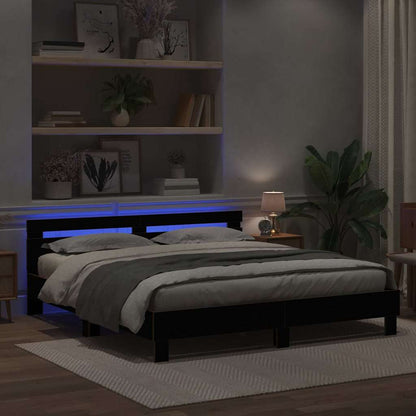 Struttura del letto Rovere Nero 200 x 200 cm Legno multistrato