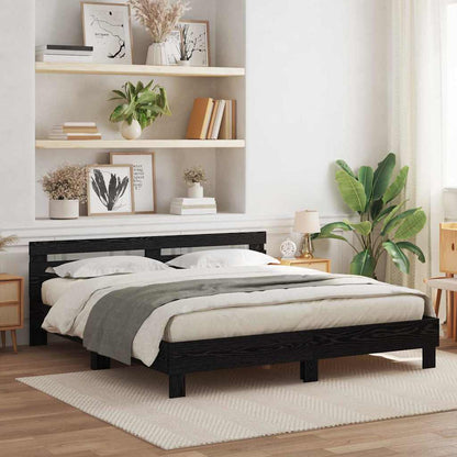 Struttura del letto Rovere Nero 200 x 200 cm Legno multistrato