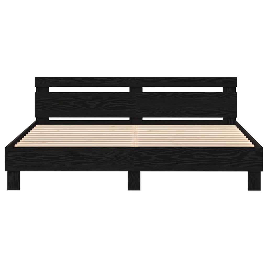 Struttura del letto Rovere Nero 200 x 200 cm Legno multistrato