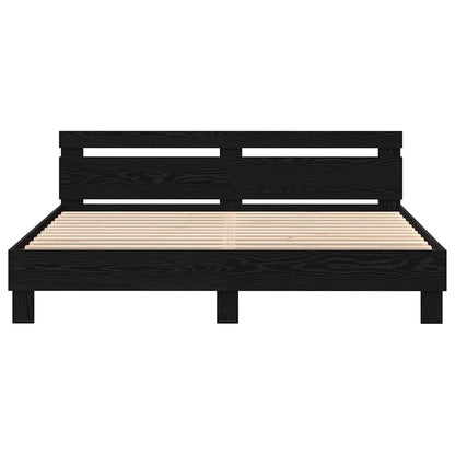 Struttura del letto Rovere Nero 200 x 200 cm Legno multistrato