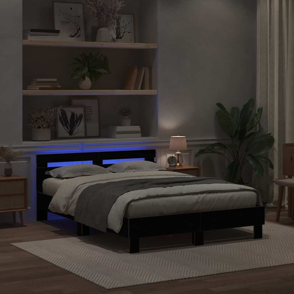 Struttura del letto Rovere Nero 150 x 200 cm Legno multistrato