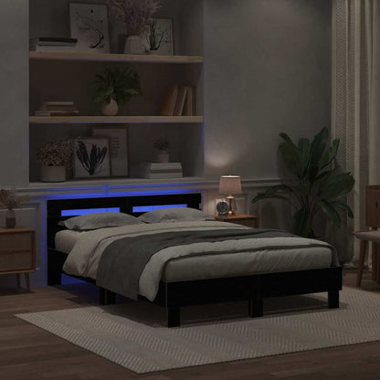 Struttura del letto Rovere Nero 140 x 190 cm Legno multistrato
