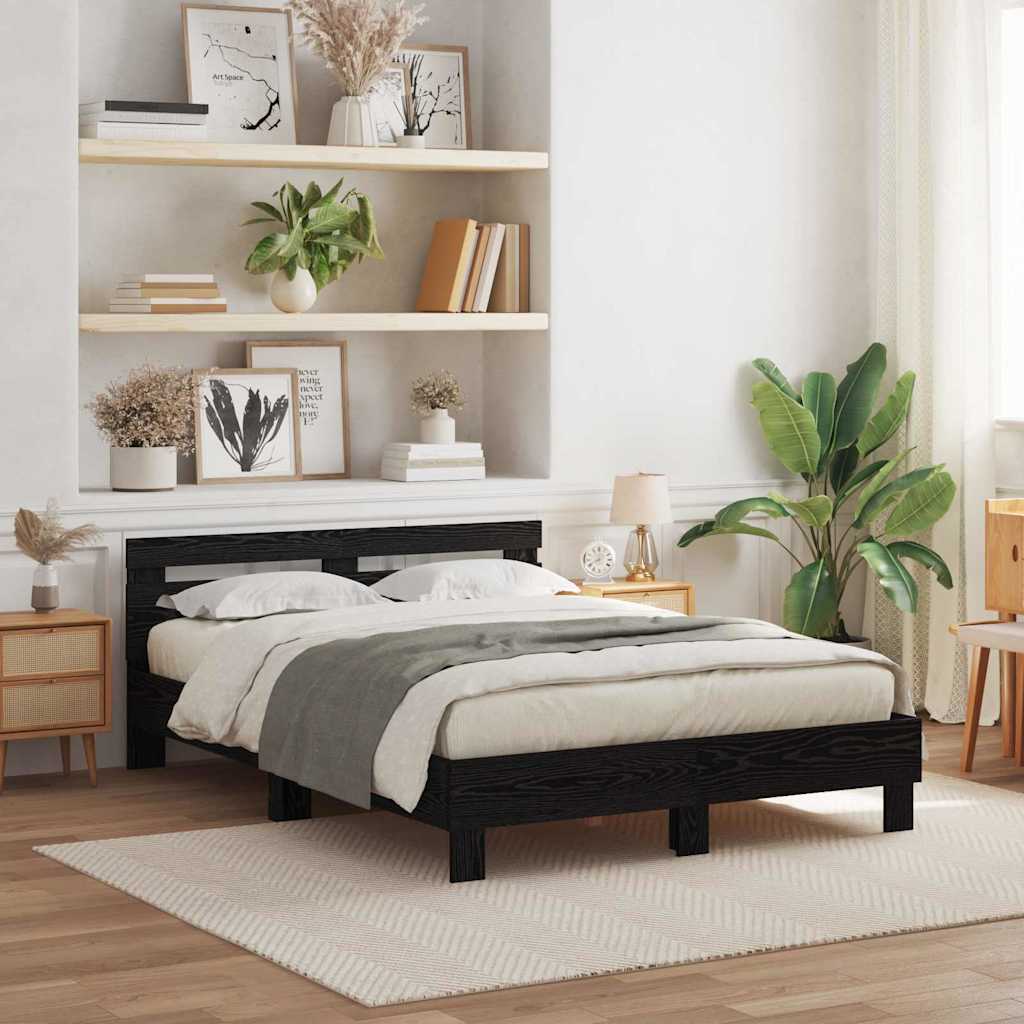 Struttura del letto Rovere Nero 140 x 190 cm Legno multistrato