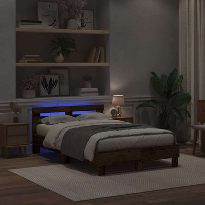 Struttura del letto con led Legno vecchio 135 x 190 cm