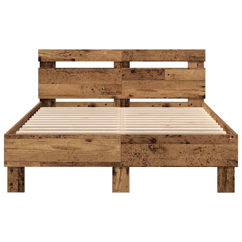 Struttura del letto con led Legno vecchio 135 x 190 cm