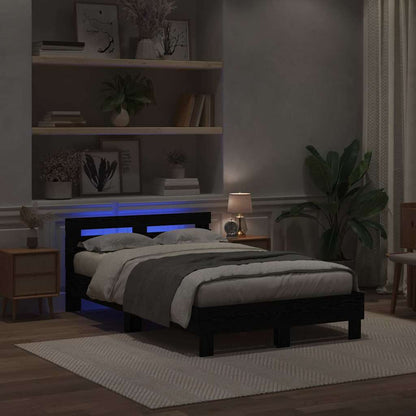 Struttura del letto Rovere Nero 135 x 190 cm Legno multistrato