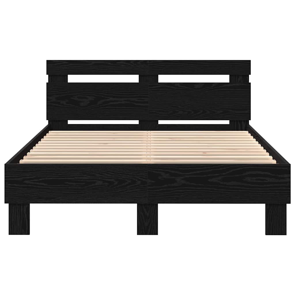 Struttura del letto Rovere Nero 135 x 190 cm Legno multistrato