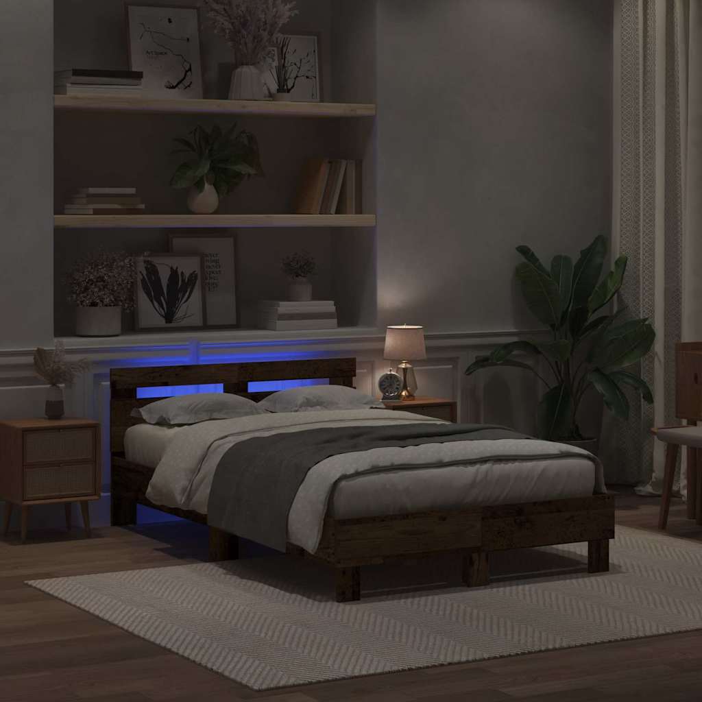 Struttura del letto con led Legno vecchio 120 x 190 cm