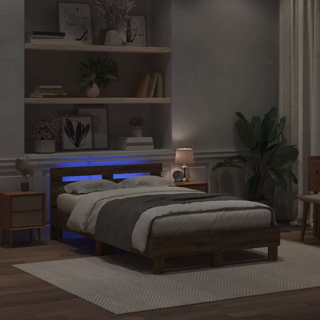 Struttura del letto con led Rovere artigianale 120 x 190 cm