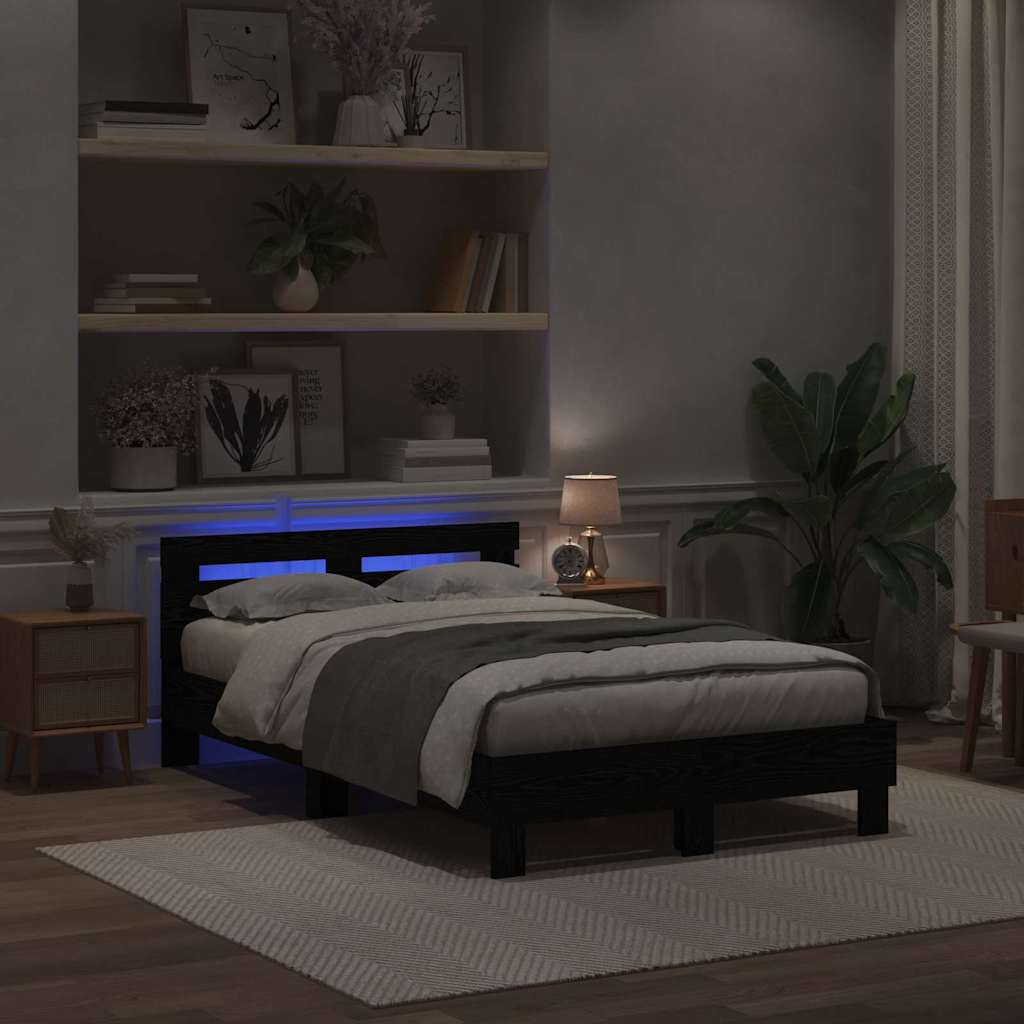 Struttura del letto Rovere Nero 120 x 190 cm Legno multistrato