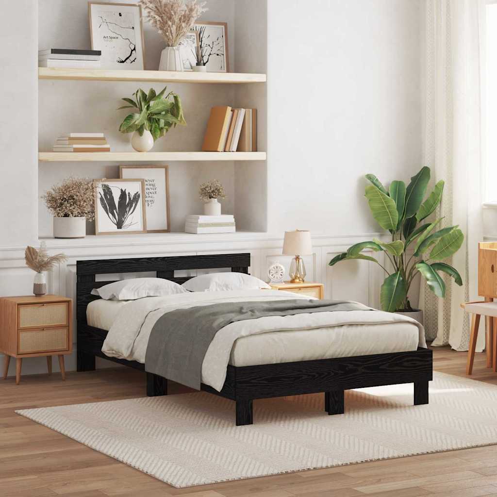 Struttura del letto Rovere Nero 120 x 190 cm Legno multistrato