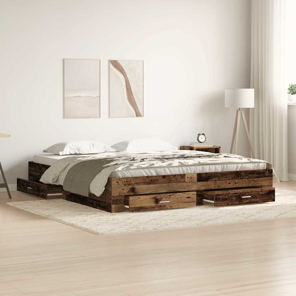 Struttura del letto con cassetto Legno vecchio 180 x 200 cm