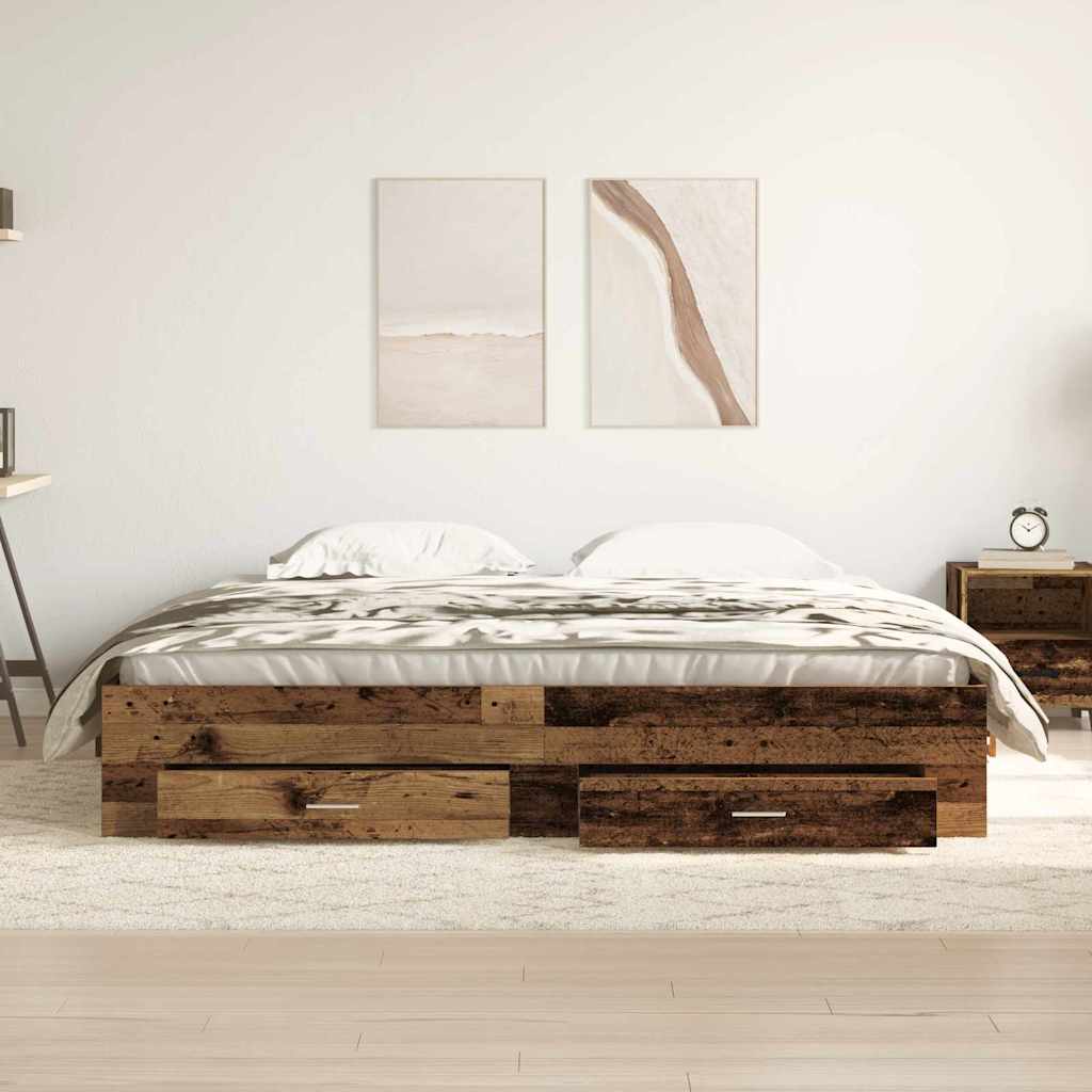 Struttura del letto con cassetto Legno vecchio 180 x 200 cm