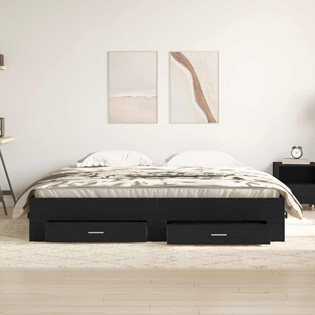 Struttura del letto Rovere Nero 180 x 200 cm Legno multistrato