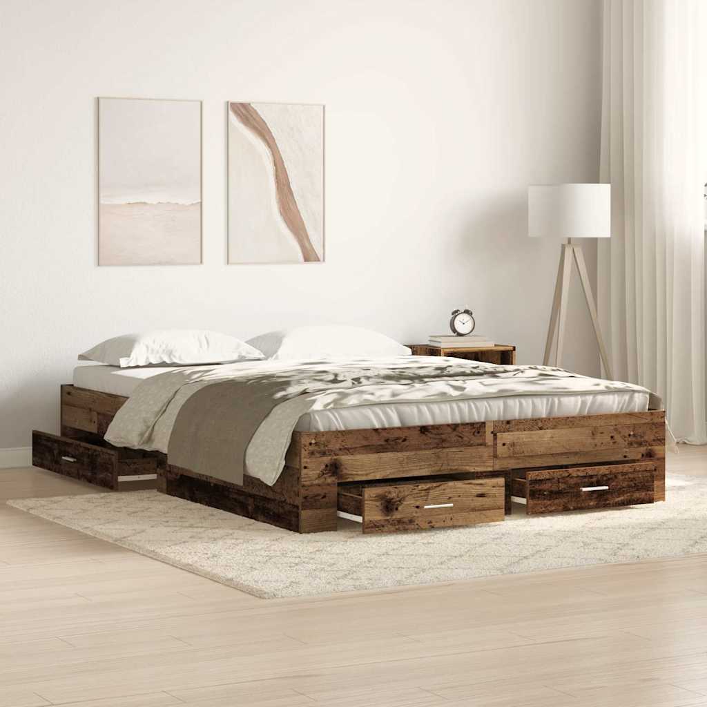 Struttura del letto con cassetto Legno vecchio 140 x 200 cm