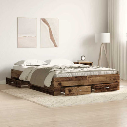 Struttura del letto con cassetto Legno vecchio 140 x 200 cm