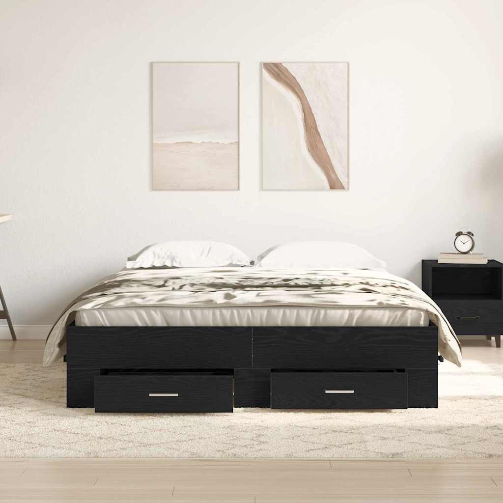 Struttura del letto Rovere Nero 140 x 190 cm Legno multistrato