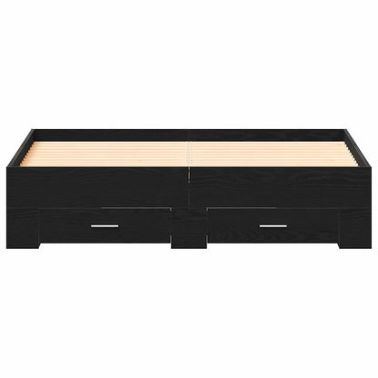 Struttura del letto Rovere Nero 135 x 190 cm Legno multistrato