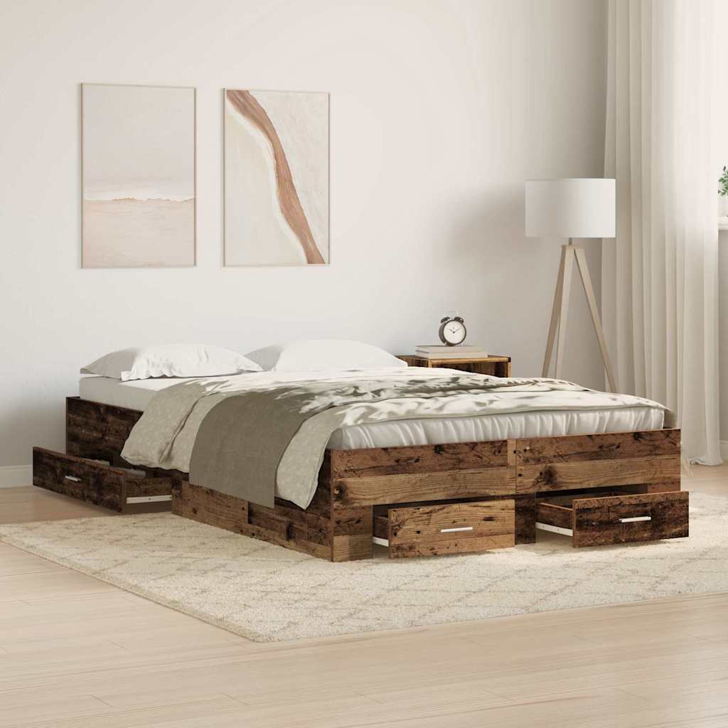 Struttura del letto con cassetto Legno vecchio 120 x 190 cm
